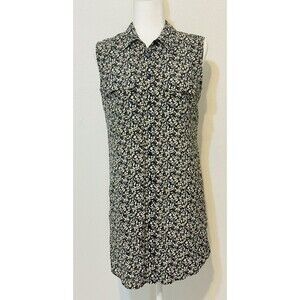 Equipment Women Size XS Silk Novelty Print Sleeveless Shirtdress Preppy Cottage